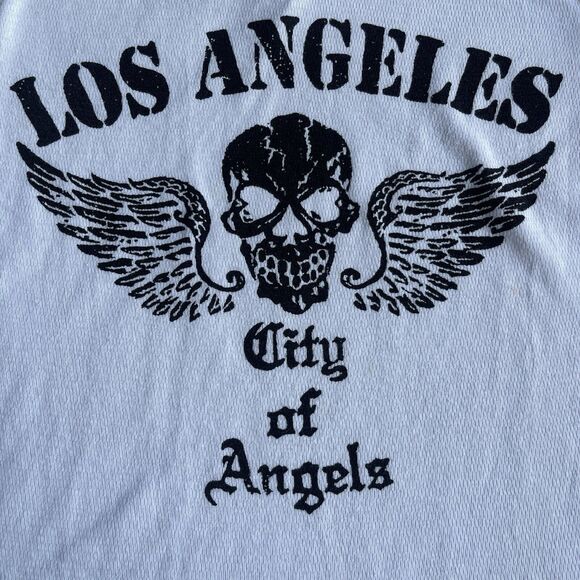 Allen B City of Angels Top Women Extra Large XL Skull Angel Wings Studded V-neck - Picture 3 of 11